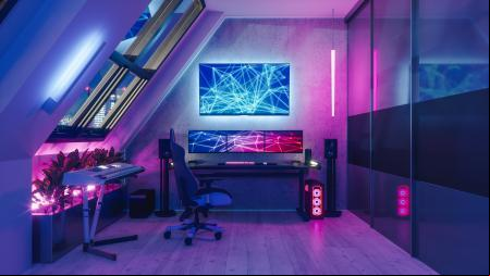 Habitación gaming con luces LED