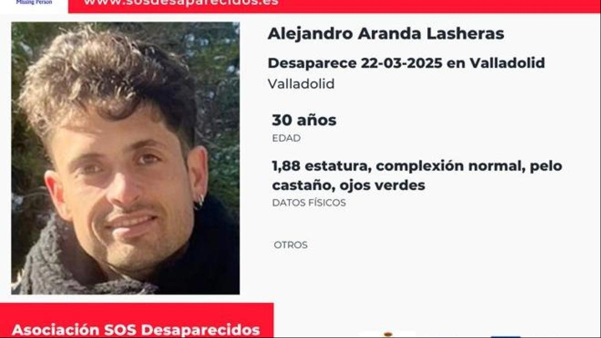 En paradero desconocido Alejandro Aranda Lasheras, un hombre de 30 años desaparecido en Valladolid