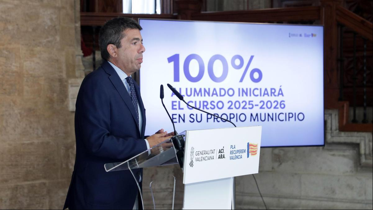 Mazón garantiza que todos los alumnos de la zona dana comenzarán el curso en su localidad