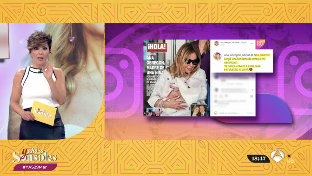 Sonsoles Ónega zanja la polémica sobre la maternidad de Ana Obregón: “Qué demonios hacemos criticando”