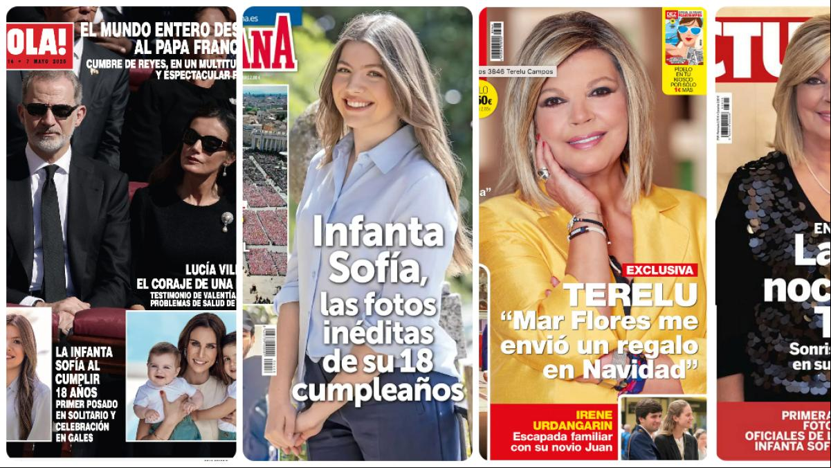 Los reyes Felipe y Letizia, la infanta Sofía y Terelu Campos protagonizan las portadas